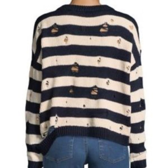 Design Lab Size Small Navy/Cream Striped Sweater - Picture 2 of 7
